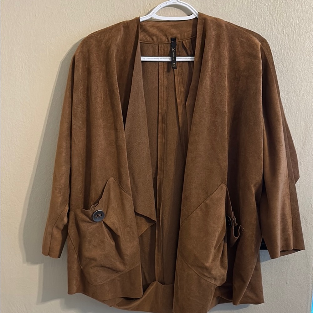 IC COLLECTION Brown Cape with Suede-like Texture